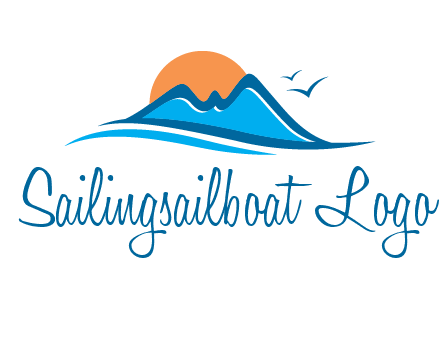sun and birds over hills travel logo