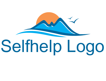 sun and birds over hills travel logo