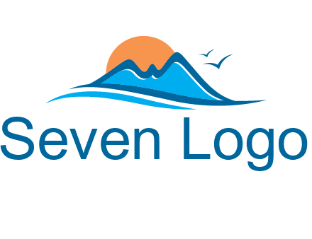 sun and birds over hills travel logo