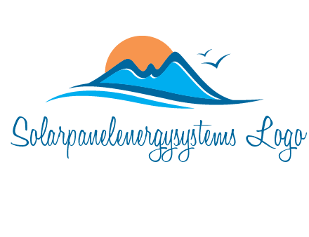 sun and birds over hills travel logo