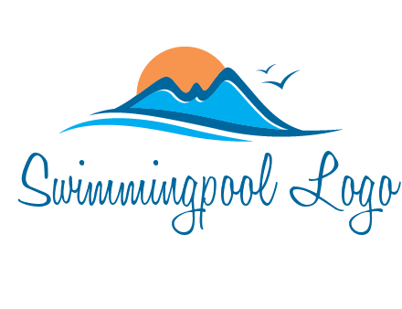 sun and birds over hills travel logo