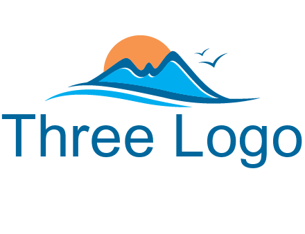 sun and birds over hills travel logo