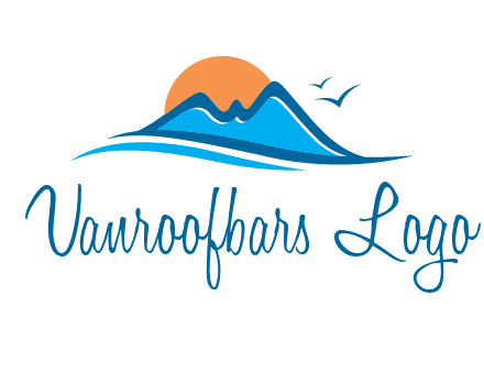 sun and birds over hills travel logo