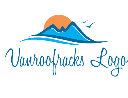 sun and birds over hills travel logo