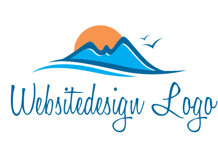 sun and birds over hills travel logo
