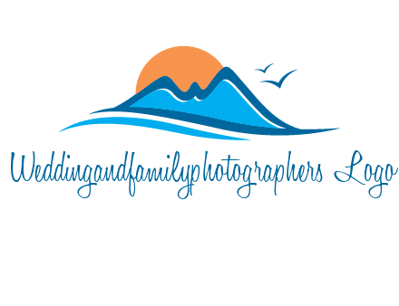 sun and birds over hills travel logo