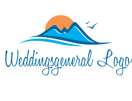 sun and birds over hills travel logo