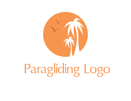 palm trees and birds in circle travel logo