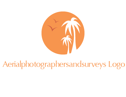 palm trees and birds in circle travel logo