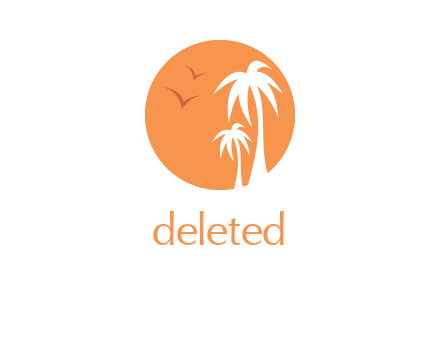 palm trees and birds in circle travel logo