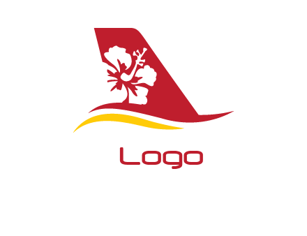 hibiscus on airplane tail travel logo