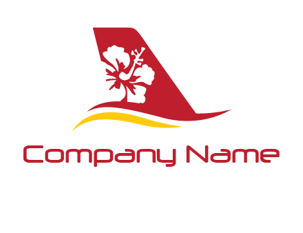 hibiscus on airplane tail travel logo