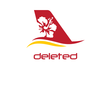 hibiscus on airplane tail travel logo