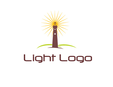 lighthouse with rays logo