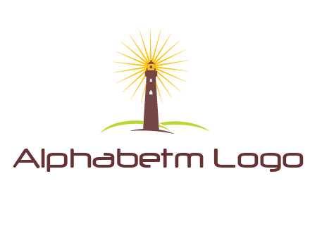 lighthouse with rays logo