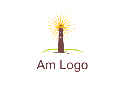 lighthouse with rays logo