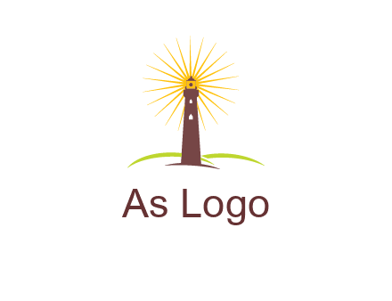 lighthouse with rays logo