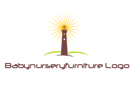 lighthouse with rays logo