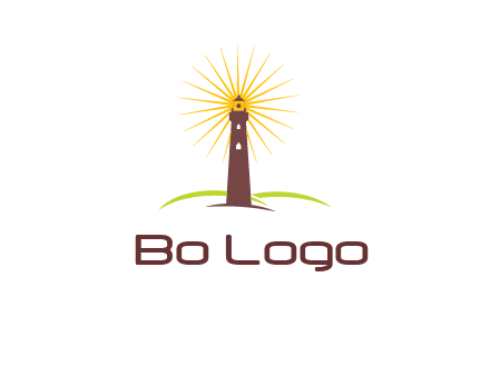 lighthouse with rays logo