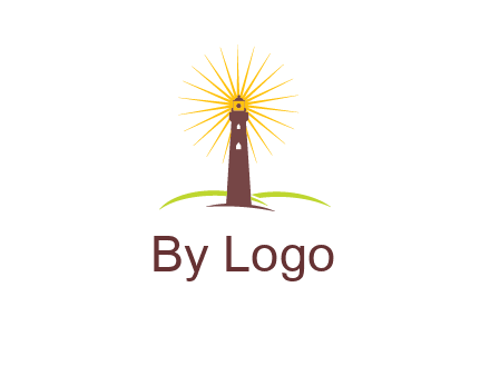 lighthouse with rays logo