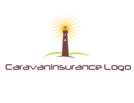lighthouse with rays logo