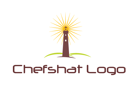 lighthouse with rays logo