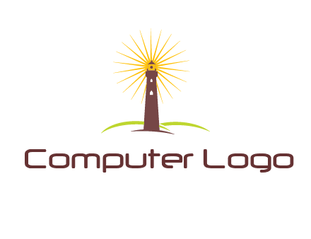 lighthouse with rays logo