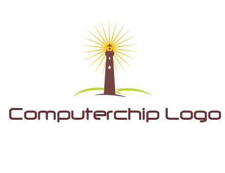 lighthouse with rays logo