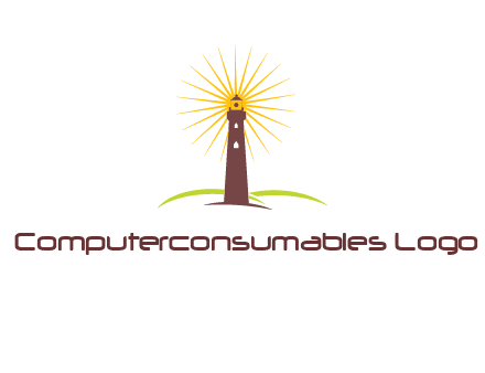 lighthouse with rays logo