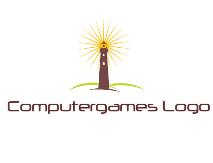lighthouse with rays logo