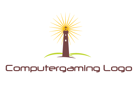 lighthouse with rays logo