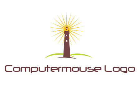 lighthouse with rays logo