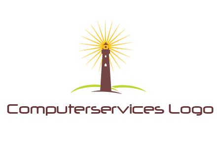 lighthouse with rays logo