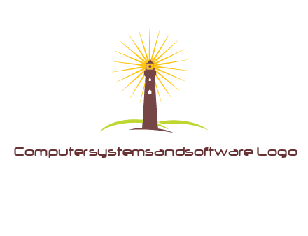 lighthouse with rays logo
