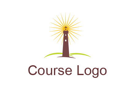 lighthouse with rays logo