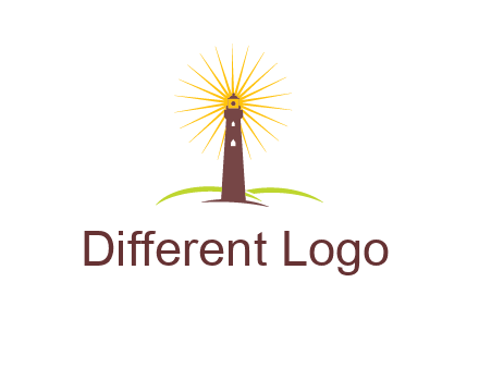 lighthouse with rays logo