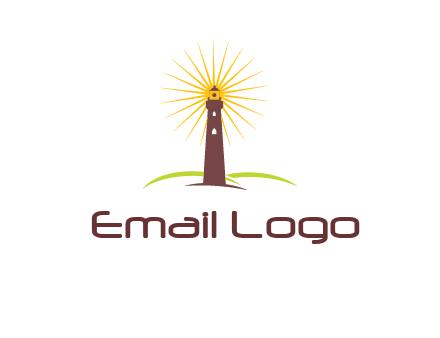 lighthouse with rays logo
