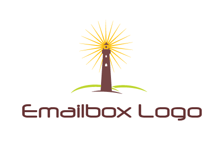 lighthouse with rays logo