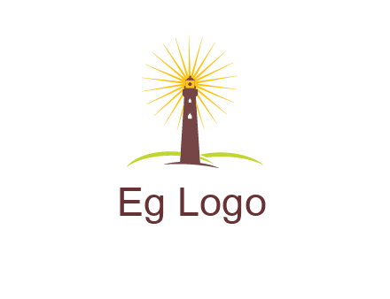lighthouse with rays logo