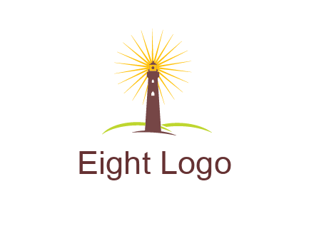 lighthouse with rays logo