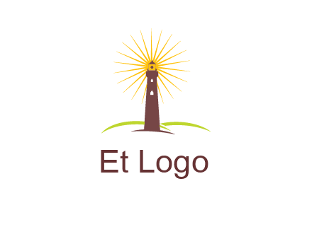 lighthouse with rays logo