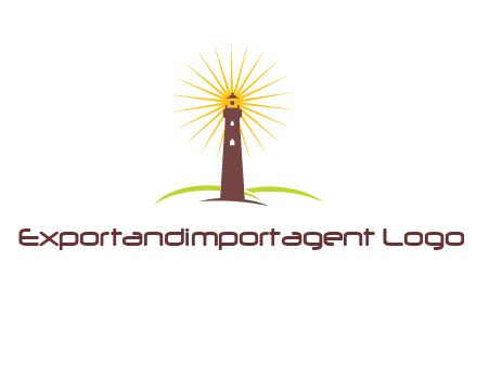 lighthouse with rays logo