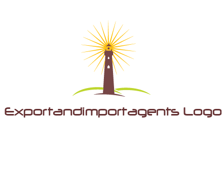 lighthouse with rays logo