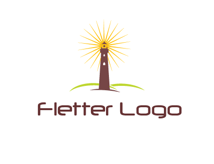 lighthouse with rays logo