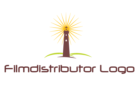 lighthouse with rays logo