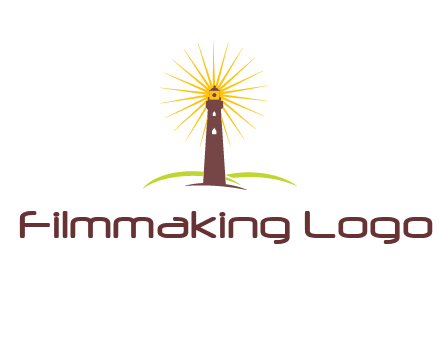 lighthouse with rays logo