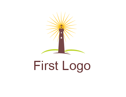 lighthouse with rays logo