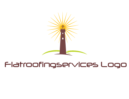 lighthouse with rays logo