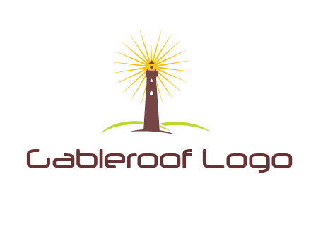 lighthouse with rays logo