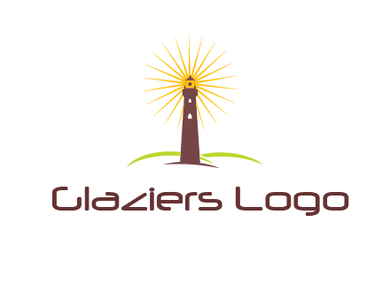 lighthouse with rays logo